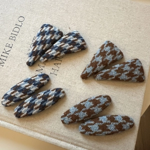 Set de barrettes à cheveux tricotées pied-de-poule avec pinces BB en couleurs rétro