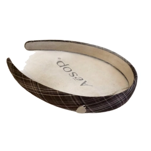 Retro plaid headband with silver heart pendant for women in a vintage academic style