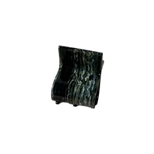 French vintage small acetate hair claw clip with dark blue marble pattern for women