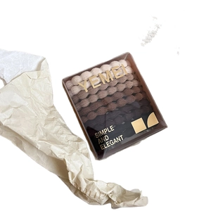 Elastic hair ties set in gradient brown colors with wavy texture and clear storage box