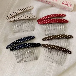 Chic acetate polka dot hair combs set with metal teeth for elegant hairstyling