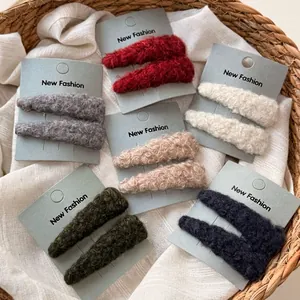 Korean Style Plush Lamb Wool Hair Clips Sweet Triangle BB Clips Women Girls Winter Warm Decorative Side Bangs Hairpins