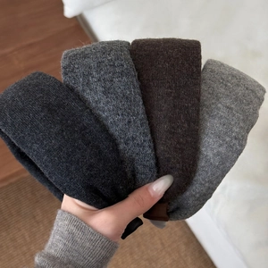 Serre-tête en Laine Tricotée pour Femmes Large Bord Épaissi Couleur Unie Automne Hiver Accessoires Cheveux Élégants