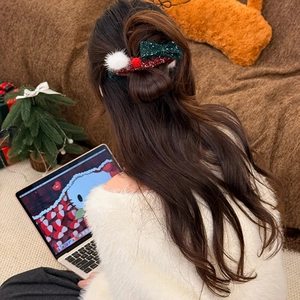 Weihnachten Wollstoff Schleife Bananenspange Elegant Rot Grün Plaid Haarnadel Für Damen Winter Urlaub Festival Haarschmuck
