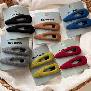 Barrettes à Cheveux Goutte d'Eau en Velours Style Coréen Minimalistes en Tissu Enveloppé Métal Pinces BB Élégantes pour Femmes Filles Accessoires Cheveux