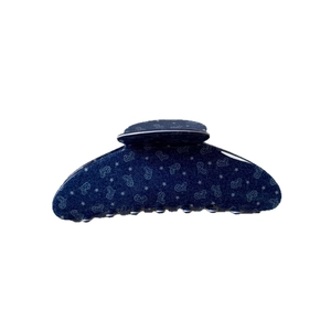 Pinza per capelli francese blu navy con stampa di cuori e stelle per donne