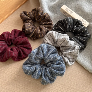 Vintage Knitted Striped Scrunchie Fabric Hair Band Retro Knitted Elastic Hair Tie For Women Soft Ponytail Holder Hair Accessories