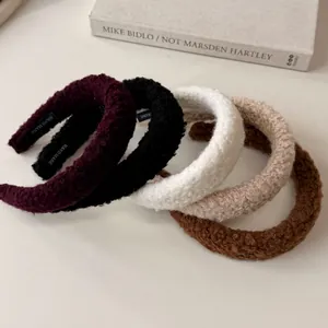 Plush lamb wool headbands in four colors for a high-top hair look during autumn and winter