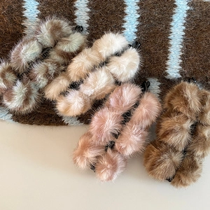 Pince à Cheveux Banane en Peluche Style Coréen Pour Femme Imprimé Animal Doux Automne Hiver Accessoire de Coiffure Queue de Cheval