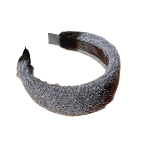 Elegant wide gray wool-like headband for women with a vintage minimalist plush texture