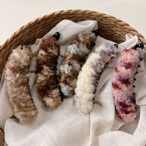 Lot de barrettes banane en peluche aux couleurs chaudes d'automne pour queue de cheval