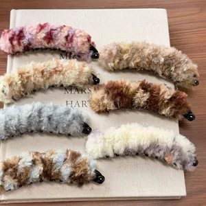 Lot de 7 pinces banane en peluche colorée pour cheveux, accessoires doux pour l'hiver
