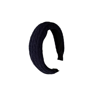 Serre-tête en maille torsadée bleu foncé pour femme accessoire de cheveux hiver