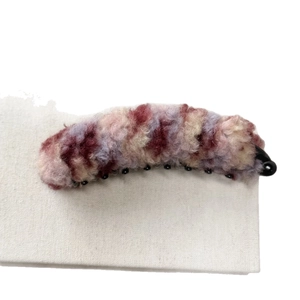 Pince banane en peluche pour queue de cheval haute en fausse fourrure bicolore