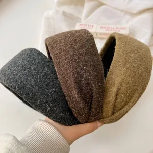 Serre-tête en Peluche Faux Mohair Design Haut Large Bord Hiver Chaud Quotidien Style Coréen Accessoires Cheveux Femmes