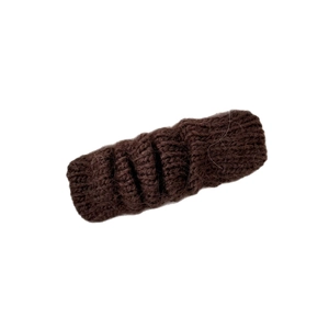 Minimalist soft knit BB hair clip in dark brown featuring a textured woolen weave pattern