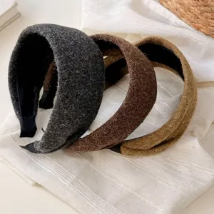 Trois serre-têtes larges en mohair gris et marron pour les styles d'automne