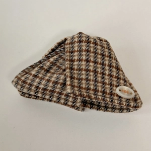 Pince à cheveux vintage en tweed à carreaux avec bouton décoratif pour un look élégant