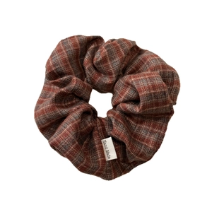 French vintage plaid fabric headband with Hand Made label and wide padded design