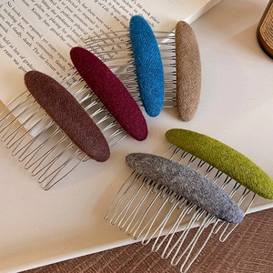 Vintage 6-piece wool felt hair comb set in multiple colors for elegant women styling