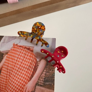 Farbenfrohe Acetat-Oktopus-Haarklammern mit Strasssteinen für koreanische Styles