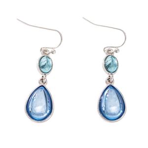 Orecchini vintage in stile indonesiano in argento con cristalli blu a goccia d'acqua