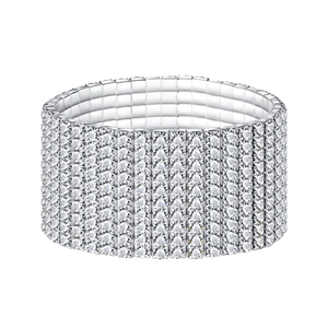 Elegant multi-row stretch rhinestone bracelet with sparkling silver finish crystals