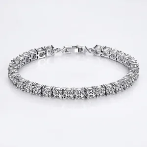 Klassisches Legierung Zirkonia Tennis Armband Für Damen Luxus Rundschliff Zirkon Gliederkette Armband Eleganter Schmuck Geschenk