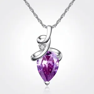 Elegant Waterdrop Pendant Necklace For Women Copper Inlaid Zirconia Teardrop Gemstone Clavicle Chain Fashion Jewelry Accessory