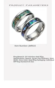 Detailed view of 8mm stainless steel band featuring colorful shell inlay texture