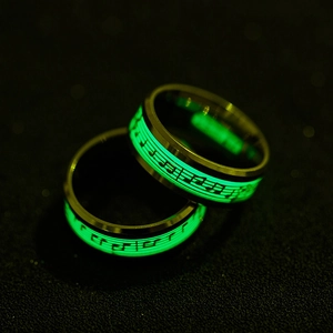 Luminous Music Staff Ring Titanium Steel Glow In The Dark Musical Note Band Ring For Men Women Personalized Jewelry Accessory