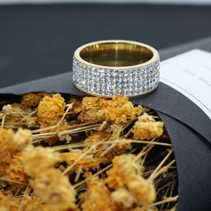 Hip Hop Edelstahl Ring Vollbesetzt Mit Strass Panzerkette Design Für Herren Damen Breit Gold Silber Schwarz Bling Schmuck Fingerring