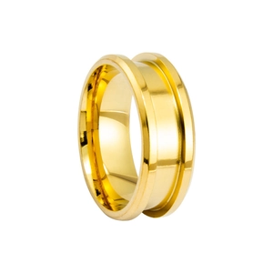 Anello in acciaio inossidabile dorato lucido con scanalatura centrale per creazione fai da te