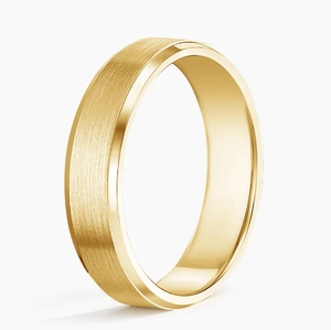 Minimalist 8mm golden stainless steel ring with matte brushed finish and polished edges