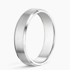 8mm matte stainless steel men's ring with brushed surface and polished beveled edges