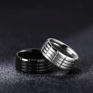 Titanstahl Industrielles Gittermuster Ring Für Herren Damen Minimalistisches Breites Band Mode Gerillter Gravierter Schmuck Ring