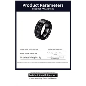 Detaillierte Produktparameter des schwarzen Titanstahlrings mit strukturierter Oberfläche