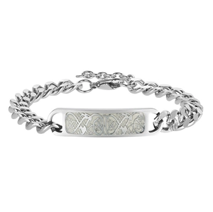 Titanium steel luminous dragon pattern curb chain bracelet for men with silver finish