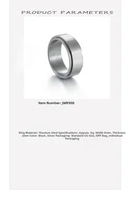 Detail view of 8mm titanium steel spinner ring showing size specifications and dimensions