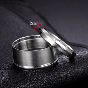 Detailed macro view of DIY stainless steel ring components with knurled and brushed texture