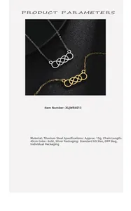 Macro shot of 45cm infinity knot titanium steel pendant necklace in gold and silver