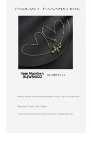 Détail du pendentif rythme cardiaque en acier titane doré avec chaîne de 45 cm