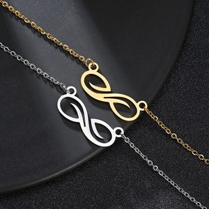 Korean Style Infinity Pendant Necklace Titanium Steel Stainless Steel Hollow Design Gold Silver Women Jewelry Daily Dating