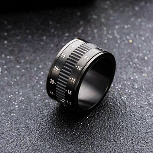 Anneau Rotatif Créatif d'Objectif de Caméra Pour Hommes Femmes Acier Inoxydable 316L Industriel Punk Décompression Bijoux Cadeau