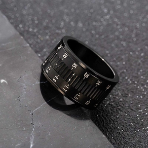 Bague rotative objectif d'appareil photo 12mm en acier inoxydable noir avec graduation