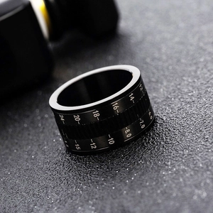 Bague rotative de 12 mm en acier inoxydable noir avec chiffres gravés de l'objectif