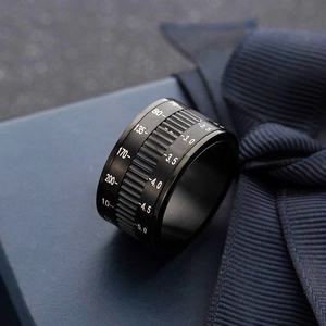 Bague rotative objectif d'appareil photo 12mm en acier inoxydable noir avec gravures