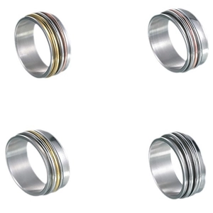 Three-color rotatable titanium steel concave rings for men and women in various metal finishes