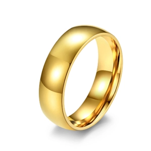 Polished 18k gold plated stainless steel dome ring with mirror finish for couples