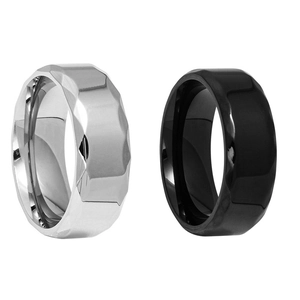 Schlichte geometrische, mehrfachen Ringe aus Titanstahl in Silber und Schwarz für Herren